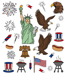 Independence Day sticker set color