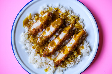 Classic Asian Style Chicken Katsu Curry With Rice