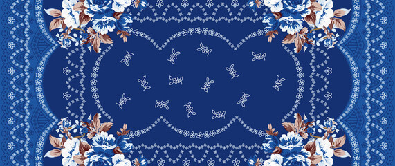 Floral Shawls, Scarfs, Dupatta Digital Textile Design Fabric Print