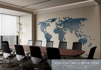Corporate Wall Decoration Volume Mockup