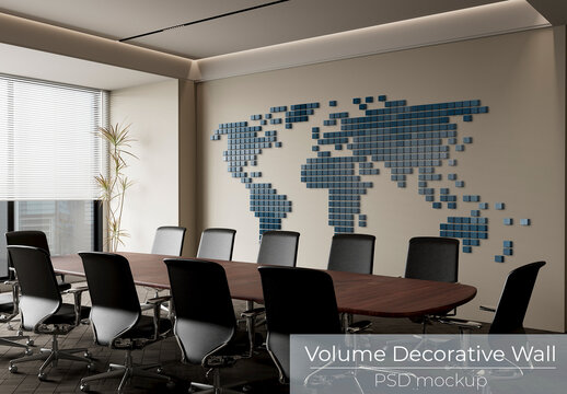 Corporate Wall Decoration Volume Mockup