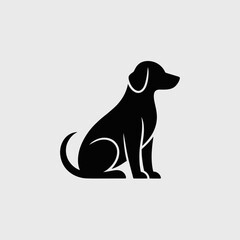Black Dog Silhouette Vector Illustration Isolated on White Background