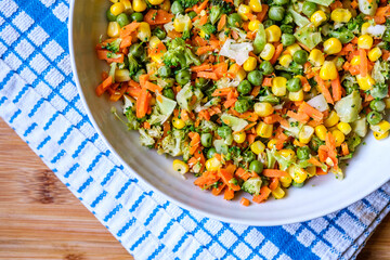 London UK, September 19 2025, Healthy Mixed Cooked Vegetables Food Ingredients