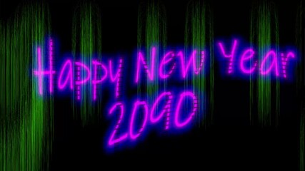  Futuristic purple and white Glowing Special Series Happy New Year 2090 Text reflection, sparkles year The Latest series, special version Seamless looping..