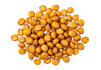 Isolated, pile of toasted corn kernels, cancha seeds or dried, salted maiz snack for soups