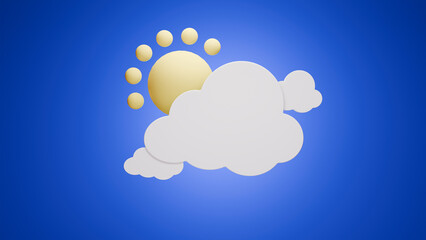 Weather icon on blue background. 3d render illustration.