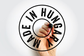 Made in Hungary text emblem badge, concept background