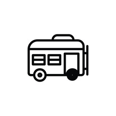 Black and White Camper Icon Simple Outline Vector Illustration