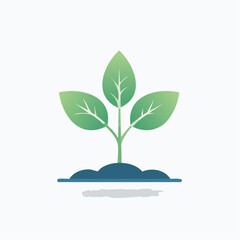 Minimalist illustration depicting a vibrant seedling emerging from fertile earth with soft gradients