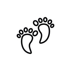 Outline Baby Footprints Black on White Background