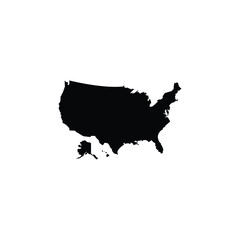 Black Usa Map Silhouette on White Background for Patriotic Themes