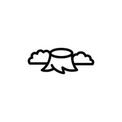 Minimalist Tree Stump Icon with Cloud Shapes on White