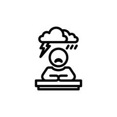 Depressed Person Under Storm Cloud Black Icon Graphic