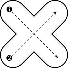Mathematical calculation symbols. Dotted lines for practice writing. Vector illustration.