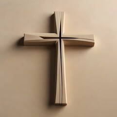 Abstract minimalist cross formed by negative space and thin lines, soft beige background, subtle modern statement art, no people,Generative Ai

