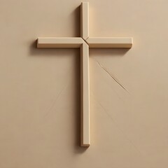 Abstract minimalist cross formed by negative space and thin lines, soft beige background, subtle modern statement art, no people,Generative Ai
