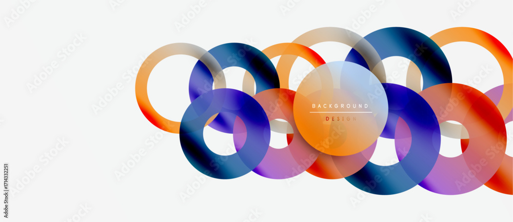 Poster abstract colorful overlapping circles create dynamic background. modern design features vibrant hues