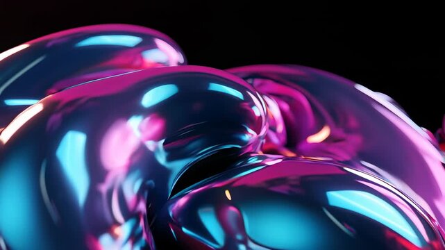 Chrome-magenta liquid torus spins with glassy reflections and hyperreal detail, creating a luxury abstract loop perfect for tech and fashion branding.