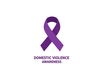 Purple ribbon and text DOMESTIC VIOLENCE AWARENESS