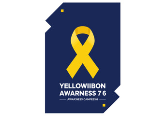 Yellow ribbon with text YELLOWIIBON AWARNESS 76 and AWARNESS CAMPEESH