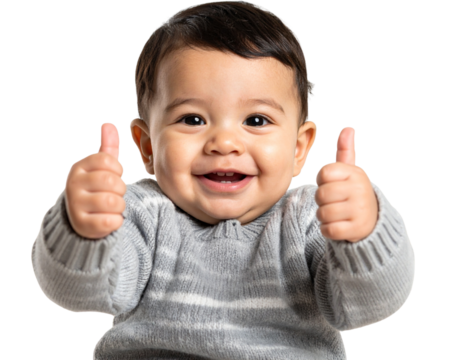 Cute Infant Giving Thumbs Up Gesture with Adorable Expression