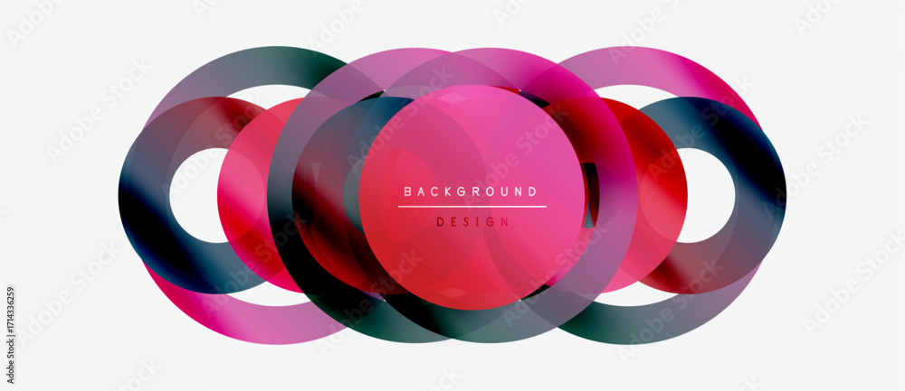 Poster abstract geometric shapes overlap creating vibrant colorful design. modern background with gradient 