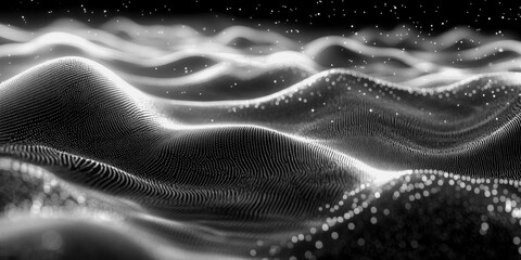 Exploring waves of particles in a digital black and white landscape