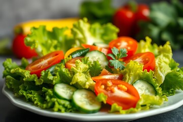 Generative AI Image: Fresh Salad Display, a Healthy Meal.