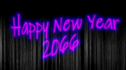  Futuristic purple and white Glowing Special Series Happy New Year 2066 Text reflection, sparkles year The Latest series, special version Seamless looping..