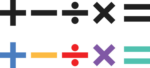 Obraz premium mathematical symbol icon set. Plus, minus, Multiply, division sign. Calculator button symbol