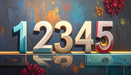 Abstract digital artwork featuring stylized numbers