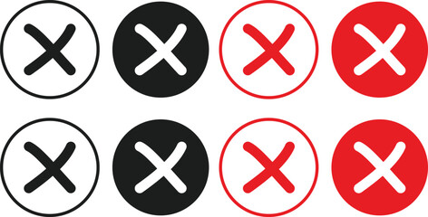 check mark and cross mark icon set. Yes, no sign. Approve and reject symbols. Green Tick and Red X Sign