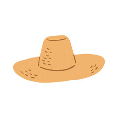 Hand-Drawn Straw Hat. Sun Hat Illustration.