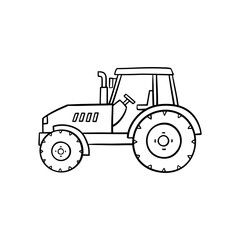 Hand-Drawn Tractor Illustration. Farm Vehicle Illustration.