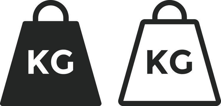 Weight heavy kg icon set. Kilogram Weight symbol line and bold style
