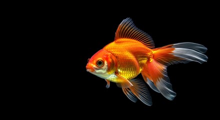 The Simple Beauty of a Goldfish Against Darkness