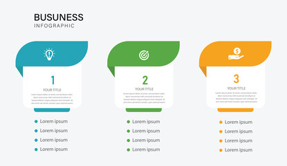 3 Step Business Infographic with Icons and Colorful Design