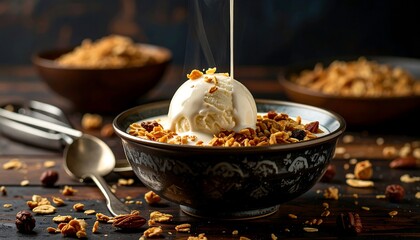 Ice cream sundae with granola