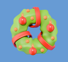 Christmas wreath 3D vector icon