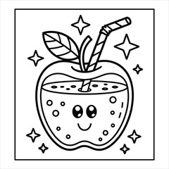 Kawaii Apple Juice Coloring Page