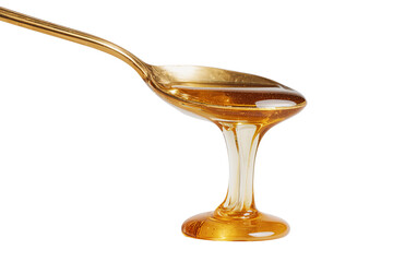 Golden Honey Dripping from a Spoon with Transparent Background
