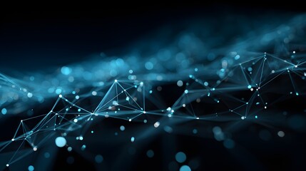 Abstract network connections glowing with blue light representing data flow futuristic technology and global digital communication concepts