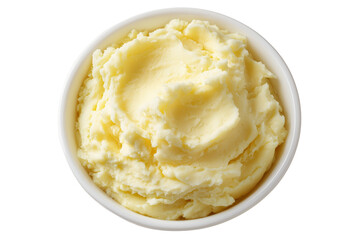 Mashed Butter in Bowl with Smooth Texture isolated on Transparent Background