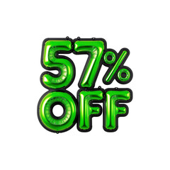 57% Off Sale Green Balloon Letters Discount Promotion