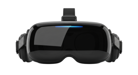 Black VR Headset Isolated on Transparent PNG Background