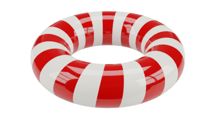 Red and White Ring 3d rendered, isolated on transparent background	
