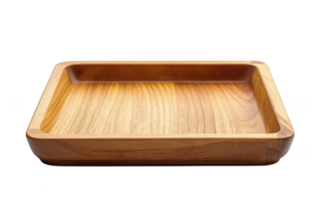 Wooden serving tray, square plate, decorative wood tray, food display, home decor, rustic design, table centerpiece, kitchenware isolated on transparent background