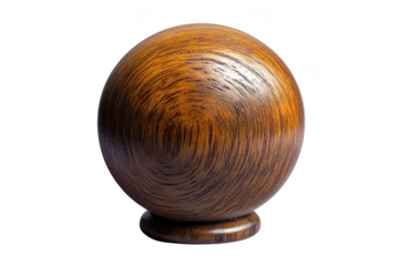 Wooden sphere ball orb globe round shape wood grain texture design element photo stock image isolated on transparent background
