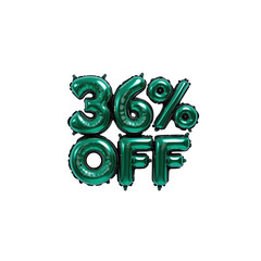 36% Off Sale Green Balloon Letters Discount Promotion