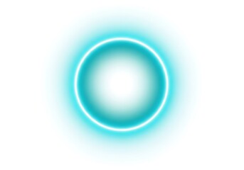 Vibrant turquoise neon ring aura glow effect circle abstract light art.